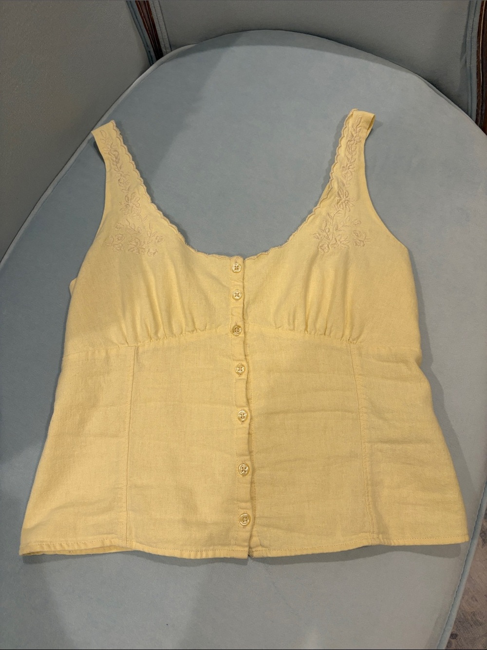 Hollister Pale Yellow Button-Front Tank Top
